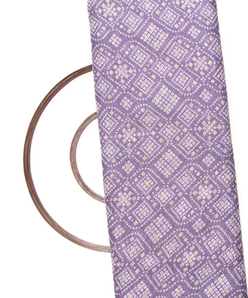 Light Violet Colour Bandhani Print Kota Doria Fabric